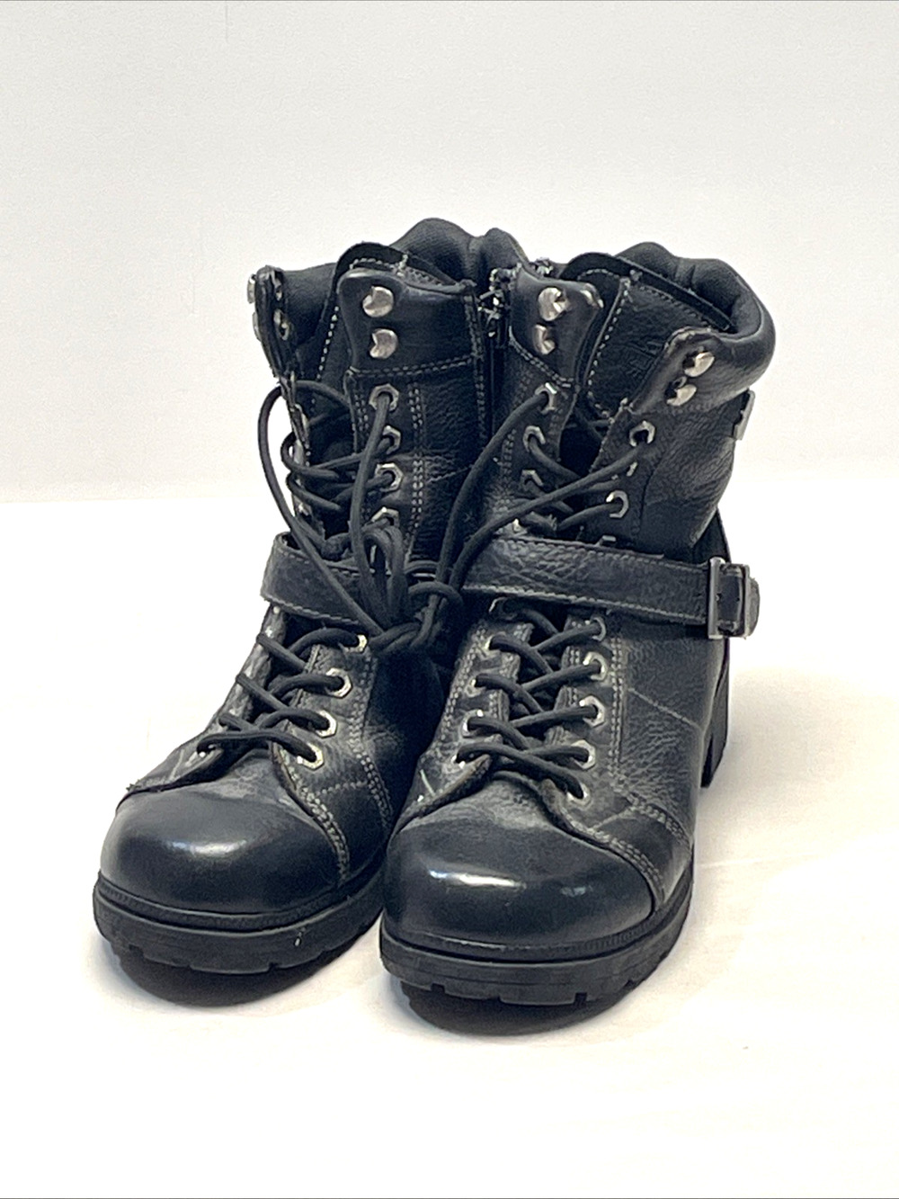 Harley-Davidson Men's Black Leather Motorcycle Boots Size 10 Lace Up 85280